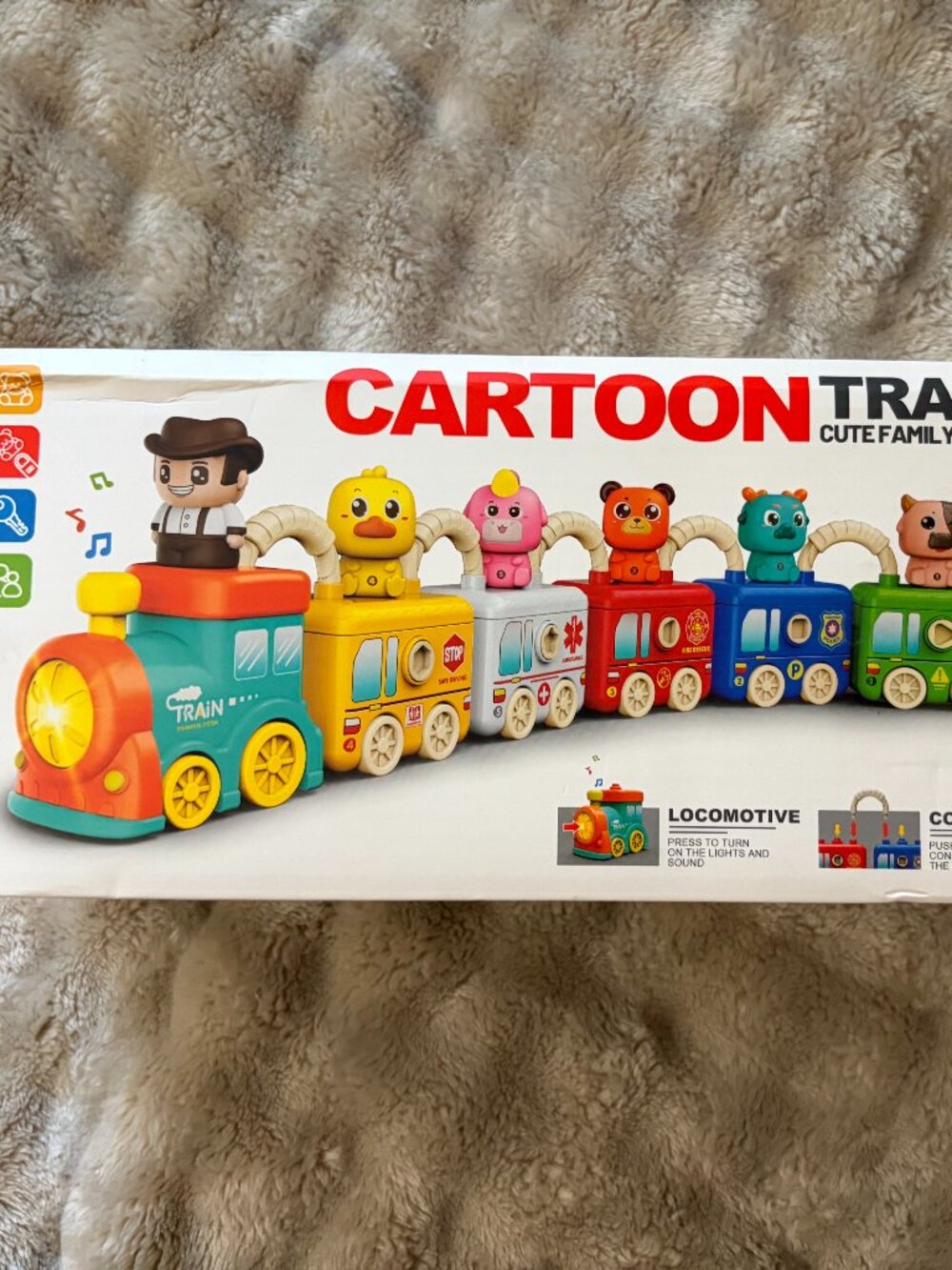 Montessori Wooden Cartoon Learning Train Toy Set with Finger Puppets, Classroom